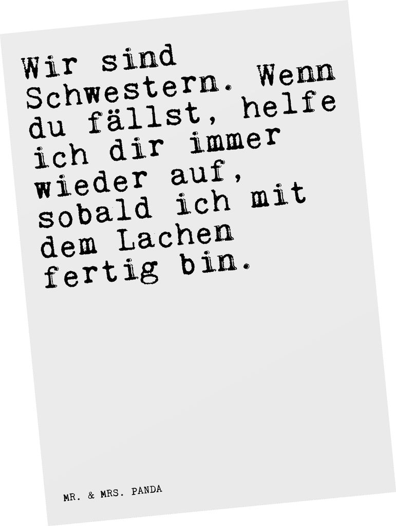 Mr. & Mrs. Panda Postkarte Wir sind Schwestern. Wenn... - Weiß - Geschenk, beste Freundin, Postkarten, Ansichtskarte, Fotokarte, Schwester, Spruch...