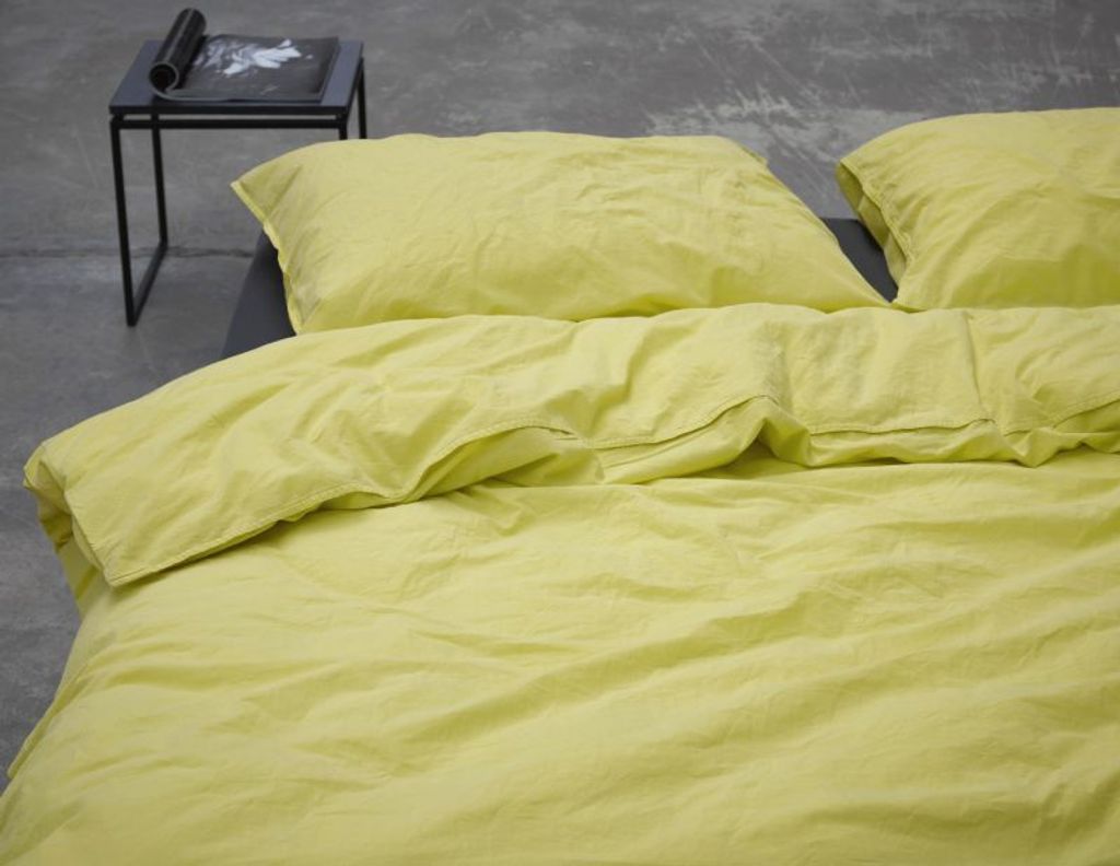 Essenza Baumwoll Bettwäsche Guy Yellow 200x200+2x80x80