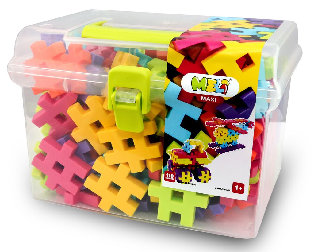 Meli Maxi Travel Box – 110-teiliges Bausteine-Set für Kleinkinder ab 1 Jahr