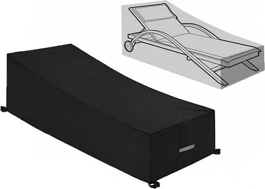 Schutzhülle, wasserdicht, winddicht, UV-Schutz, Sonnenschutz aus 210D Oxford-Gewebe, für Chaiselongue (210 x 75 x 40/80 cm) – Schwarz