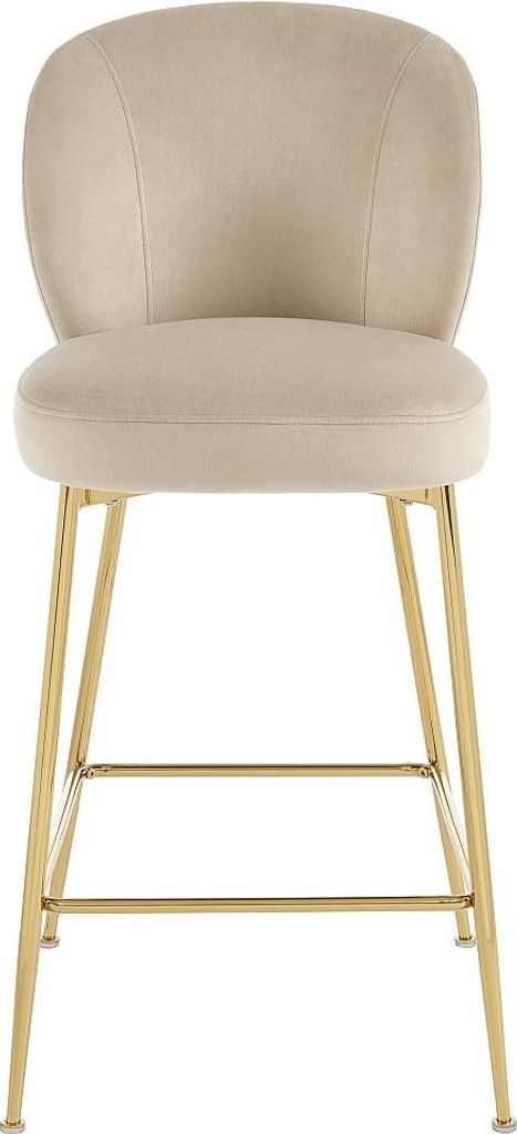 Barhocker 2er-Set - Samt & Goldfarbenes Metall - Beige - Produktbild 