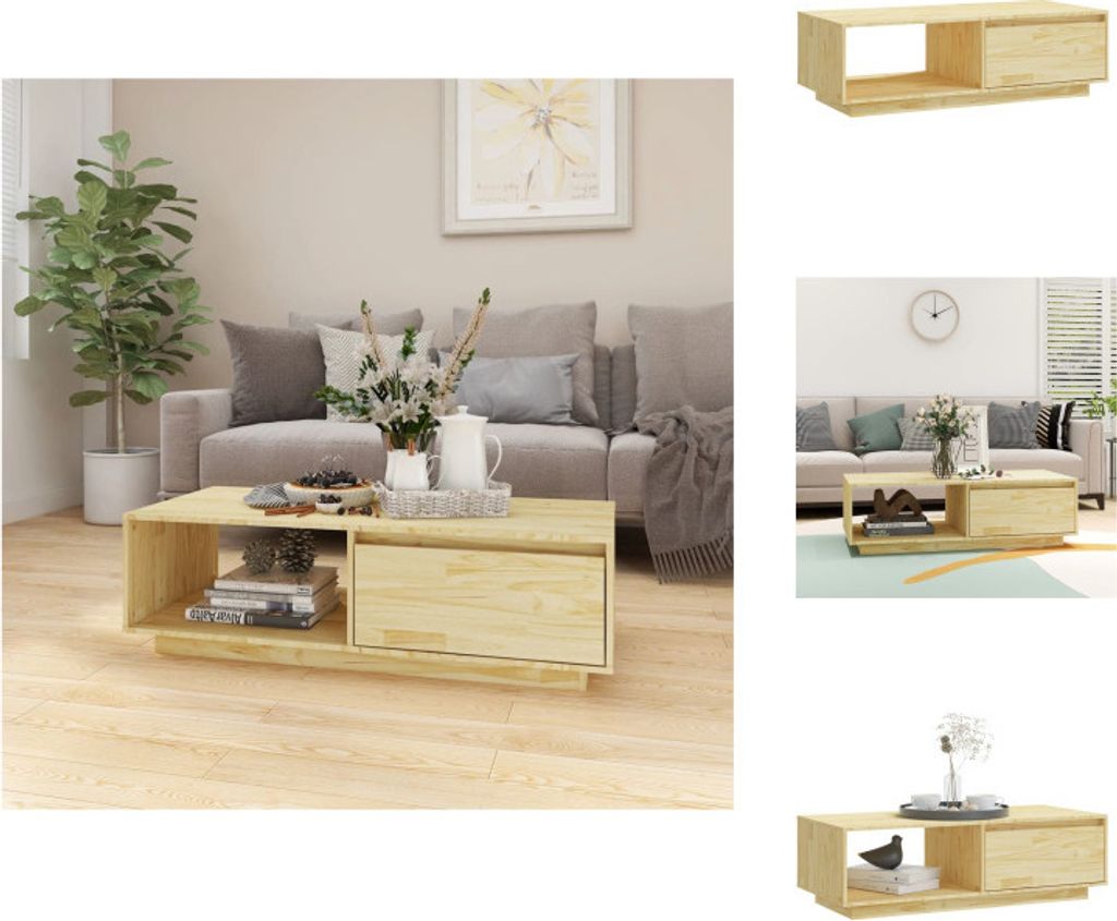 vidaXL Couchtisch 110x50x33,5 cm Massivholz Kiefer - Couchtische