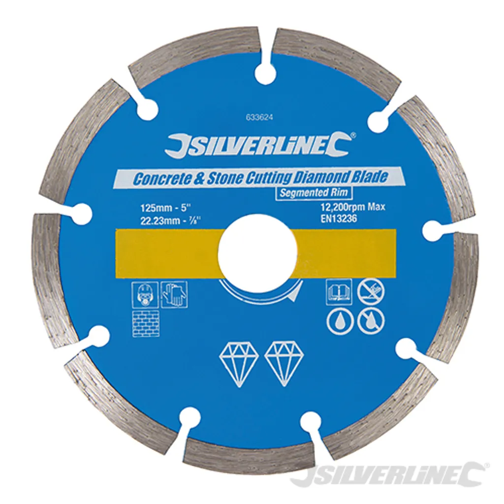 Silverline 633624 Lame de coupe diamantée pour pierre et béton 115mm