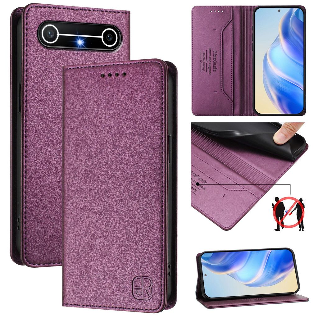 Lederhülle für Tecno Pova Slim Hülle Flip Brieftasche Kartenfächern Ständer Schutzhülle Lila