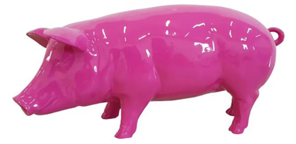 Sculpture Cochon Saucisse 40x80cm - Statue de Jardin Design en Plastique