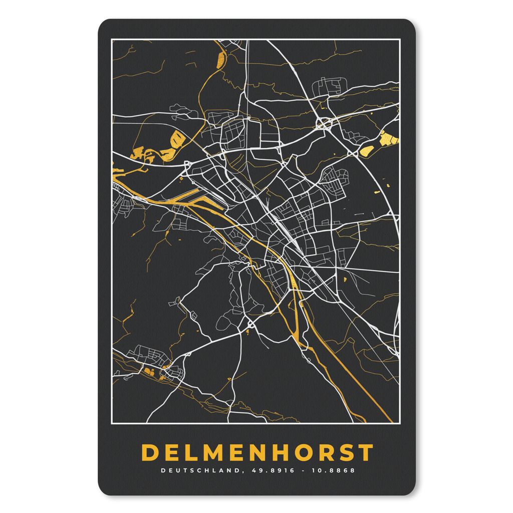 MuchoWow Mauspad Mousepad Karte - Delmenhorst - Gold - Stadtplan - Deutschland 40x60 cm - Mousepads - Maus Mat - Pad - Mausunterlage - Schreibtis...