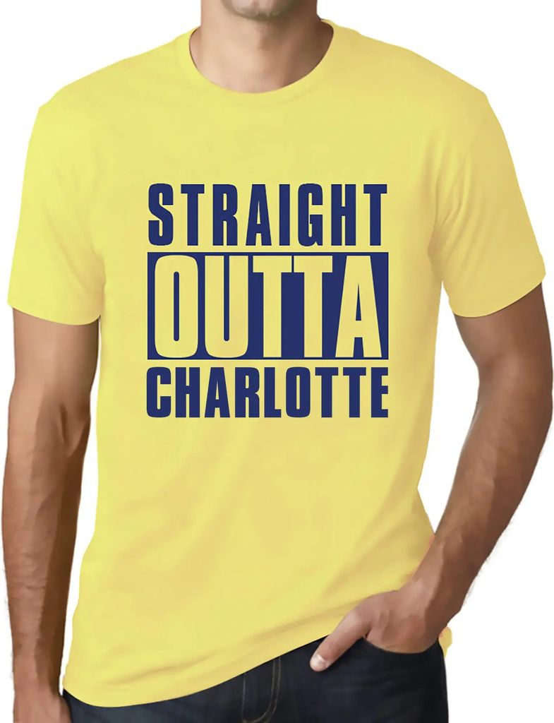 Herren Grafik T-Shirt Straight Outta Charlotte Öko-Verantwortlich Vintage Jahrgang Kurzarm Lustige Druck Geburtstag Geschenk Mann