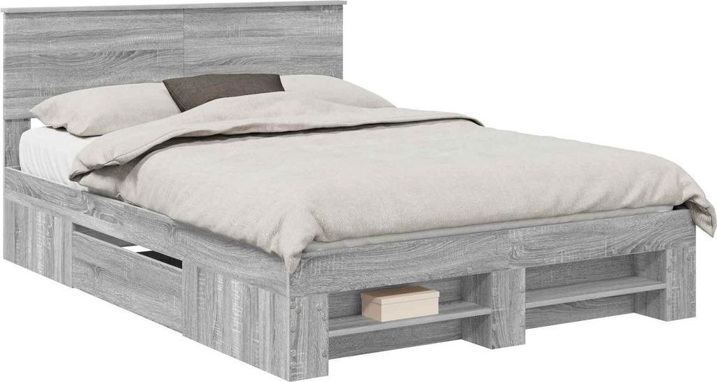 Bettrahmen Graues Sonoma 150 x 200 cm Holzwerkstoff