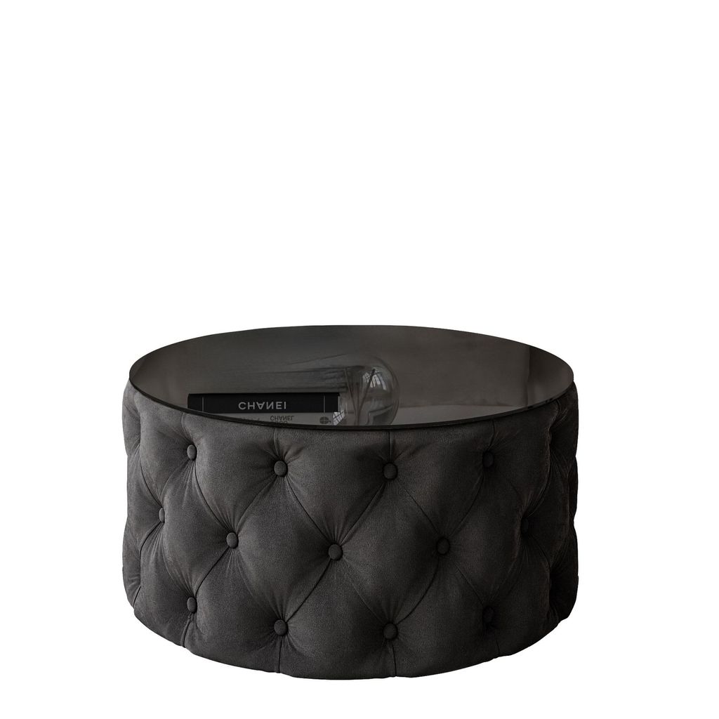 CHESTERFIELD 70 cm runder gepolsterter Couchtisch, Jasmine Produktbild 