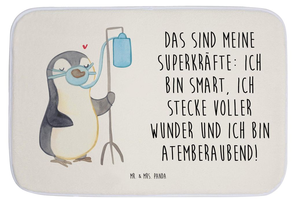 Mr. & Mrs. Panda Badteppich Pinguin Sauerstoff - Weiß - Geschenk, Badläufer, Badezimmerteppich, duschmatte, Sauerstofftherapie, badezimmermatte, ...