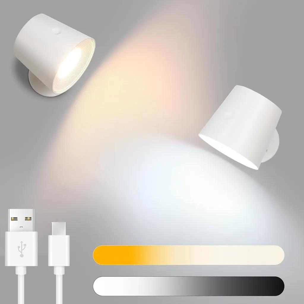 Lampe murale LED sans fil rechargeable pour chambre et salon blanc