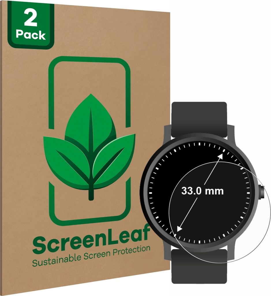 2x ScreenLeaf Schutzfolie für Kreisrunde Displays (ø: 33 mm) nachhaltiger Displayschutz Display Schutz Folie Klar Transparent