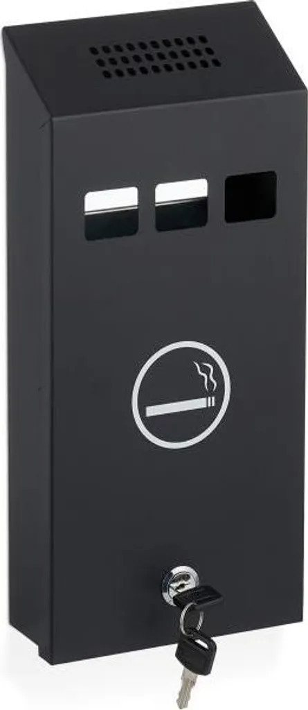 Cendrier mural noir extérieur en métal robuste pour zone fumeur privé