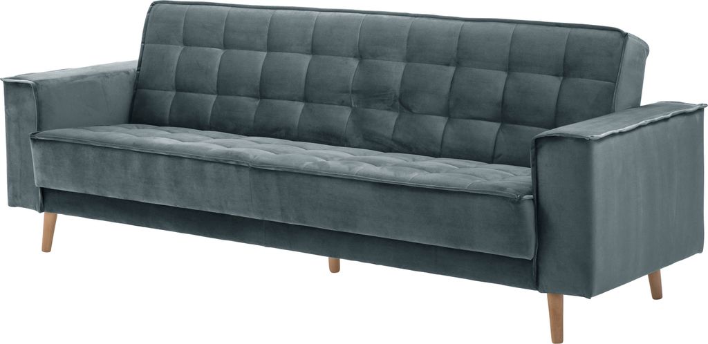 Max Winzer Sofa 3-Sitzer mit Bettfunktion Jolene - Samtvelours azur - Maße: 240 x 78 x 84 cm