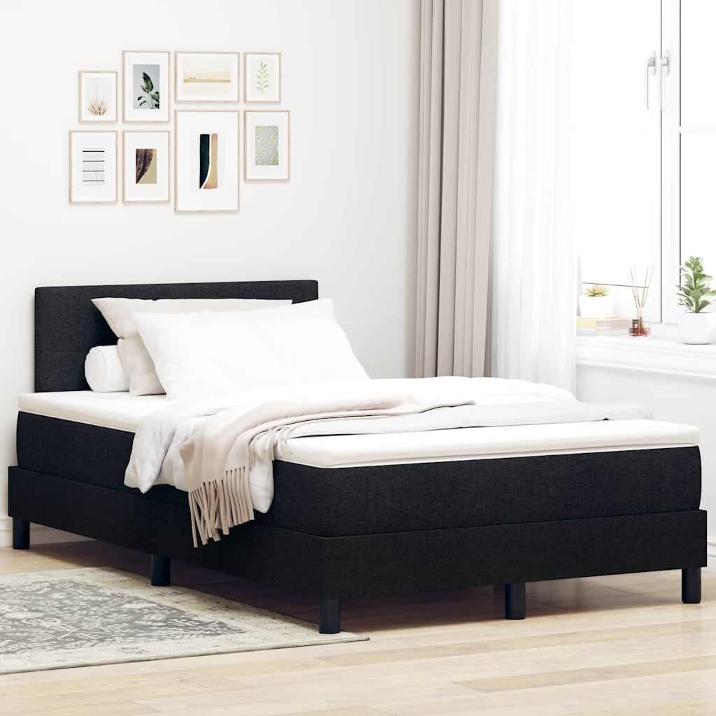Maison Exclusive - Boxspringbett mit Matratze mit LED Schwarz 120 x 200 cm Stoff