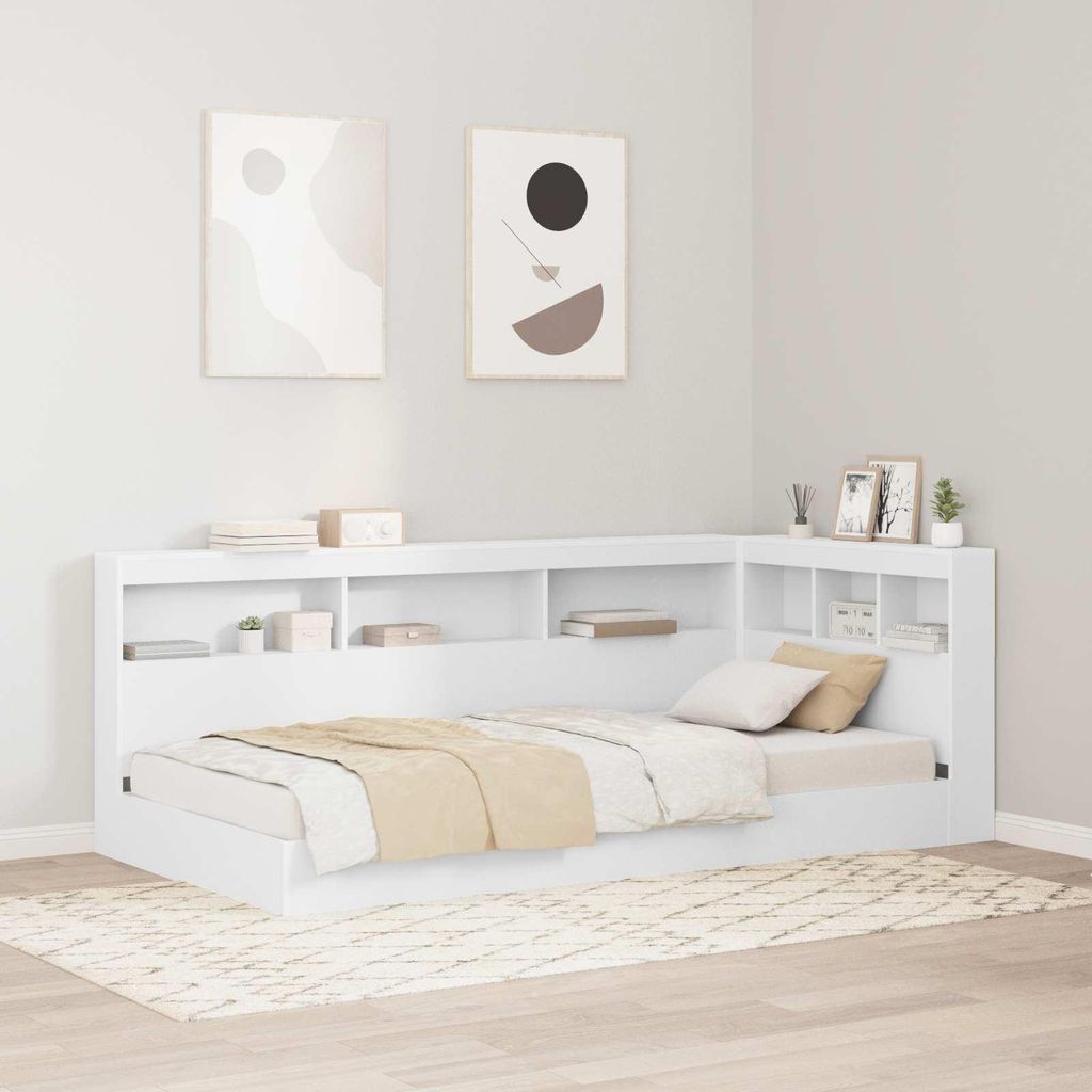 Maison Exclusive - Bücherregal-Bett mit Kopfteil Weiß 75 x 190 cm Holzwerkstoff