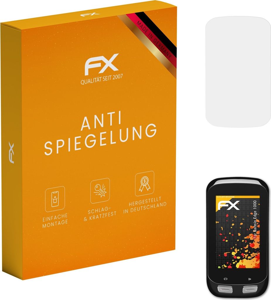 atFoliX FX-Antireflex 3x Schutzfolie kompatibel mit Garmin Edge 1000 Displayfolie