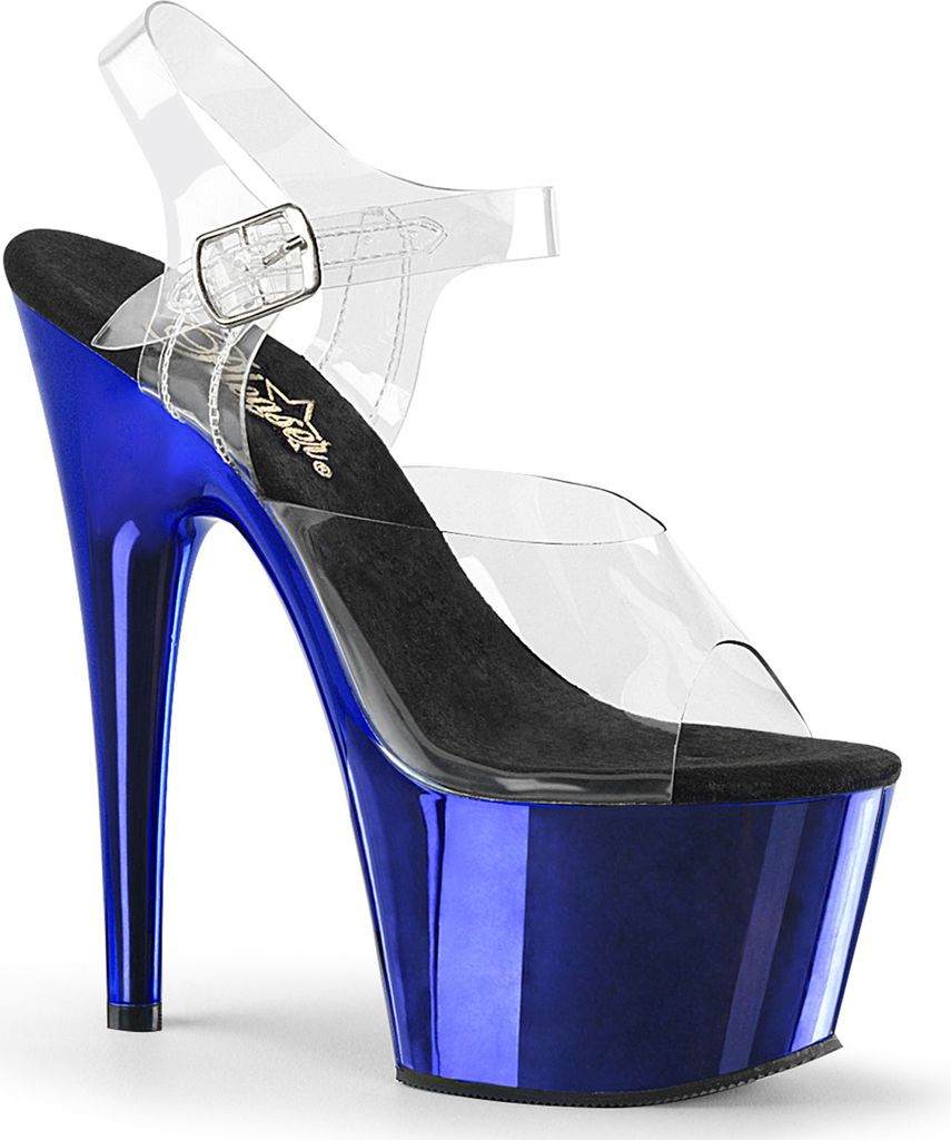 ADORE-708 Damen Sandale von Pleaser, Transparent Blau , EU 42, US 12