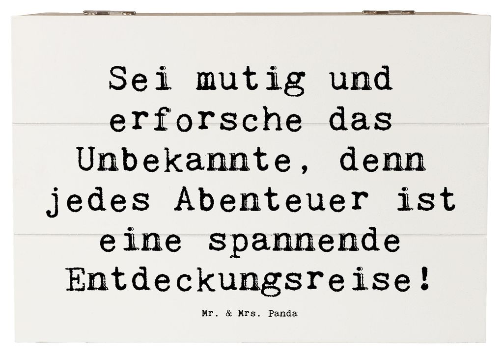 Mr. & Mrs. Panda Box Spruch Unbekannte Orte erkunden 22 x 15 cm - Weiß - Geschenk, geschenkkiste, Geschenkbox, Ermutigung, Naturerlebnis, handgefe...