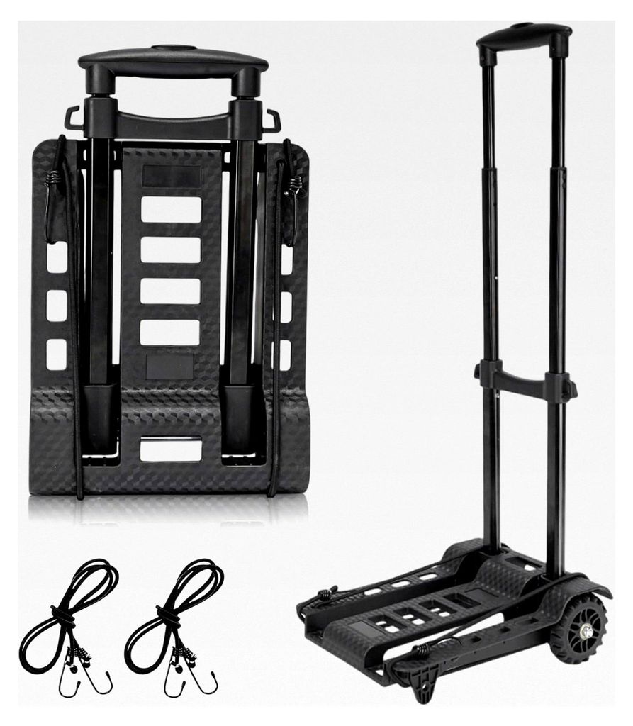 Klappbare Sackkarre, Transportwagen, Tragbare Alu-Sackkarre bis 50 kg, Inklusive 2 Expanderseilen, Geeignet für Flughäfen, Einkäufe, Camping, An...