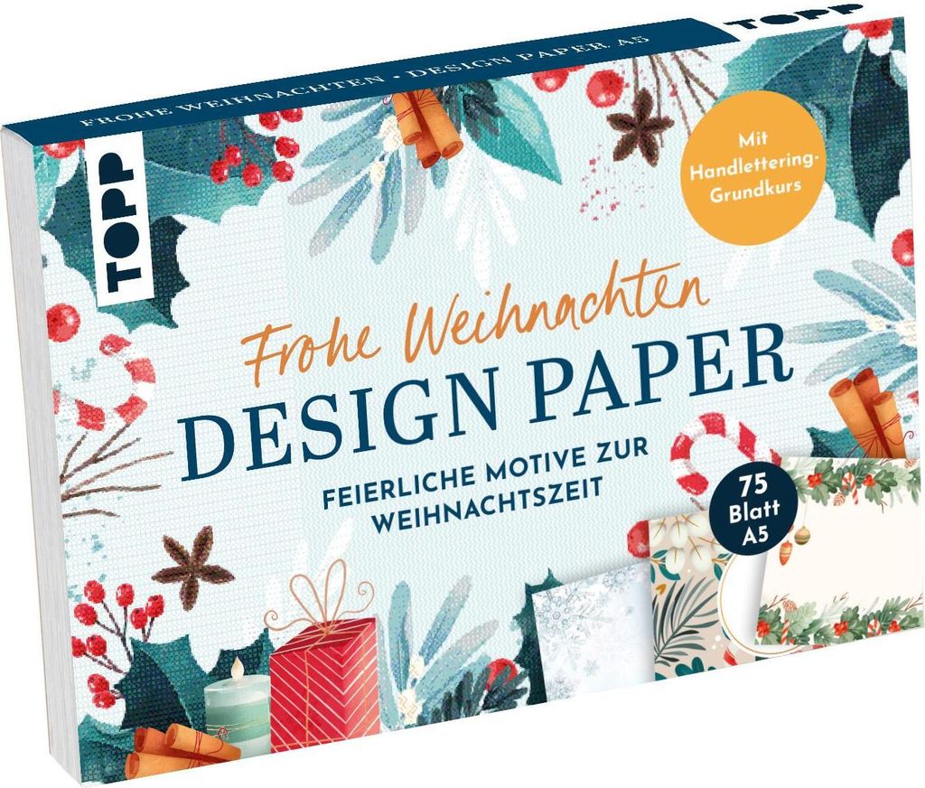 Design Paper A5 Frohe Weihnachten. Mit Handlettering-Grundkurs