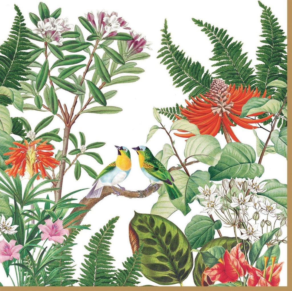 20 Servietten Exotica - Buntes Vogelpaar im Dschungel 33x33cm