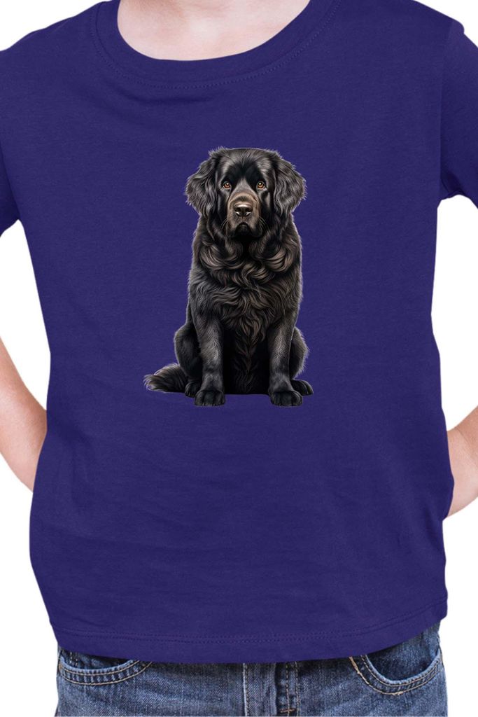 Kinder T-Shirt Dogs Breeds Newfoundland Dog Breed 006, 9-11 Jahr - 140 / Dunkelblau