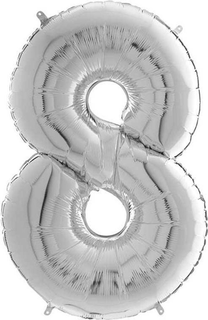 Folienballon Zahl 8, Silber, 66 cm Grabo Produktbild 