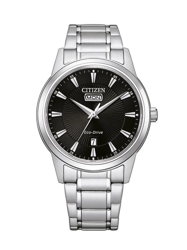 Citizen AW0100-86E Eco-Drive: Orologio Uomo Acciaio Quadrante Nero