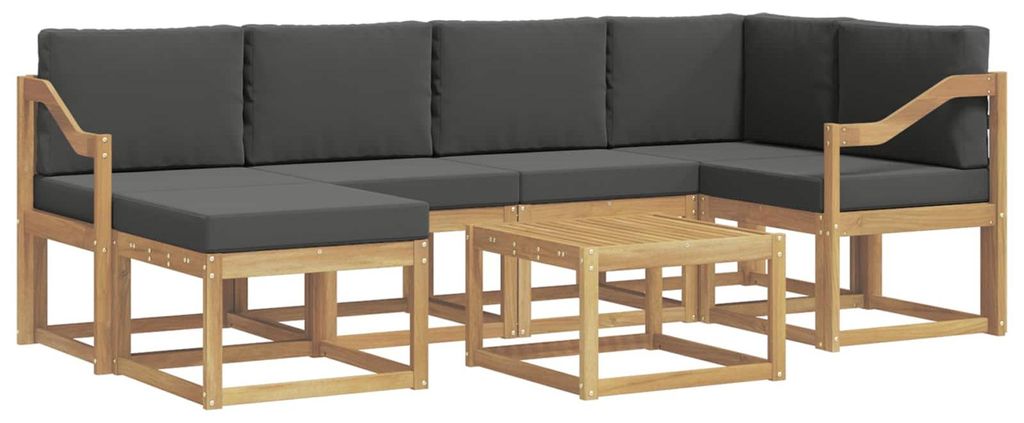vidaXL Outdoor-Sofagarnitur 7 pcs Weiß und Anthrazit Massivholz Akazie