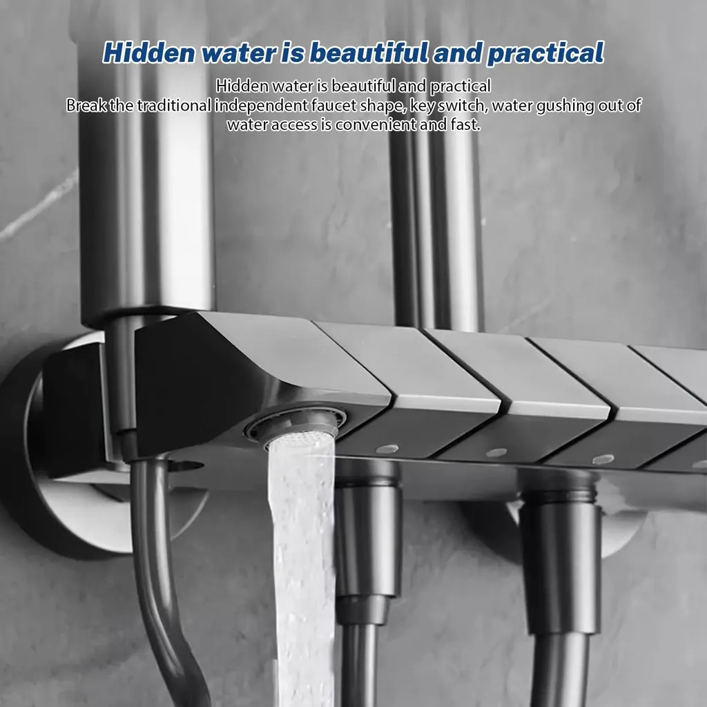 Ensemble de douche à effet pluie numérique bordeaux en acier inoxydable - 9