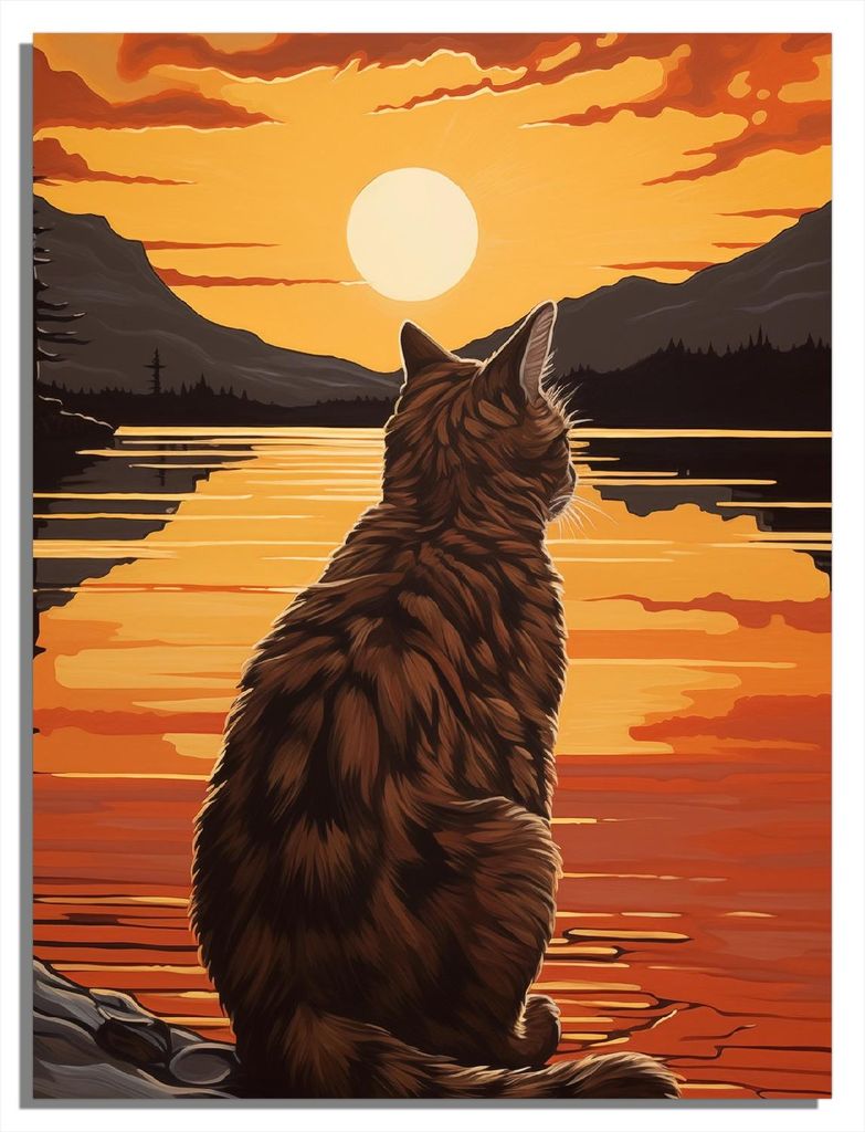 Wallario Sticker / Aufkleber für Kühlschrank / Geschirrspüler / Küchenschränke, selbstklebende Folie - 60 x 80 cm, Motiv: Katzenstille im Sonn...