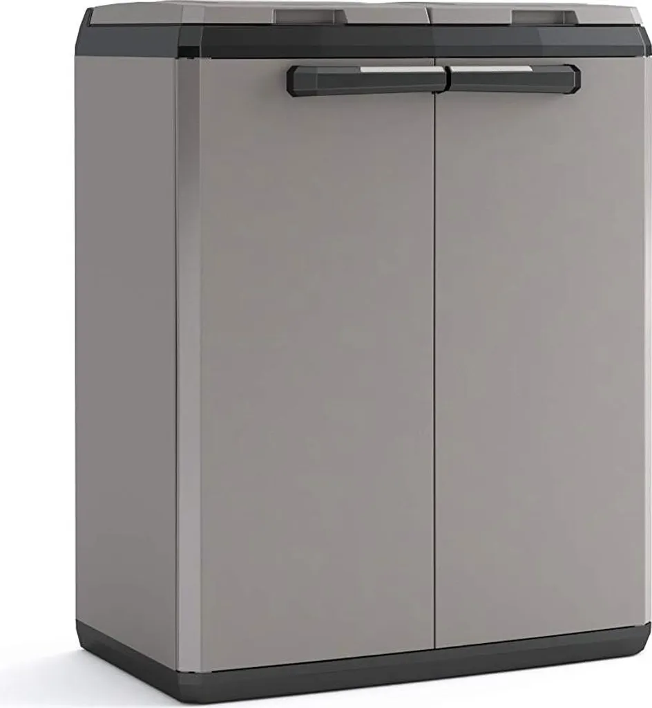 Station de recyclage double Split Basic 68 cm grise ouverture manuelle - 2