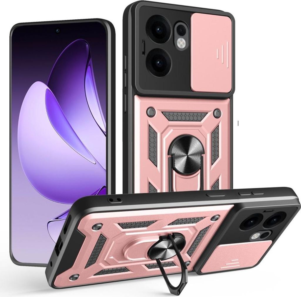 OPPO Reno13 F / FS 5G Hülle - Coverup Armor Ring Ständer Back Cover mit Kamera Schutz - Roségold