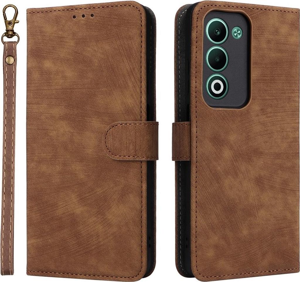 OPPO A5 5G Hülle - Coverup Klapphülle mit Schlüsselband - Braun