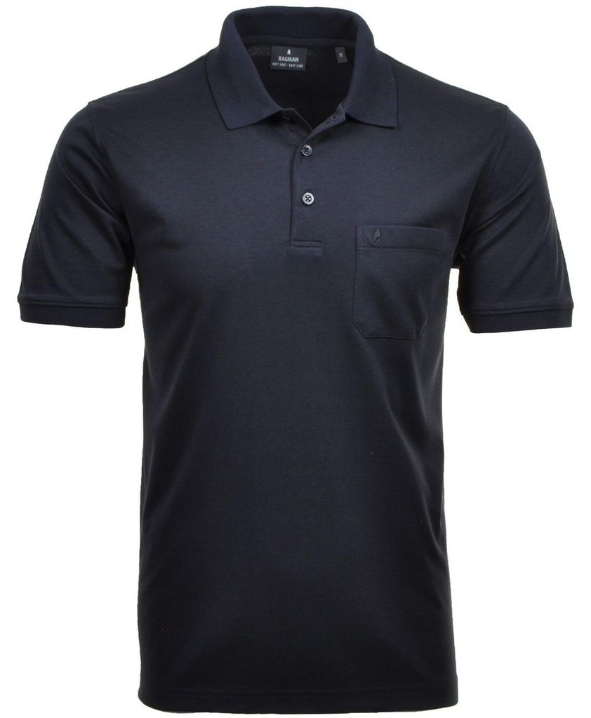 Ragman H-Polo Polo Soft-Knit uni in blau