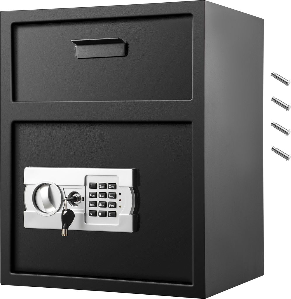 SucceBuy Digital Depository Safe Electronic Code Lock, Carbon Steel Deposit Safe mit zwei Notschlüsseln, Restaurant Safe für Home Hotel Office