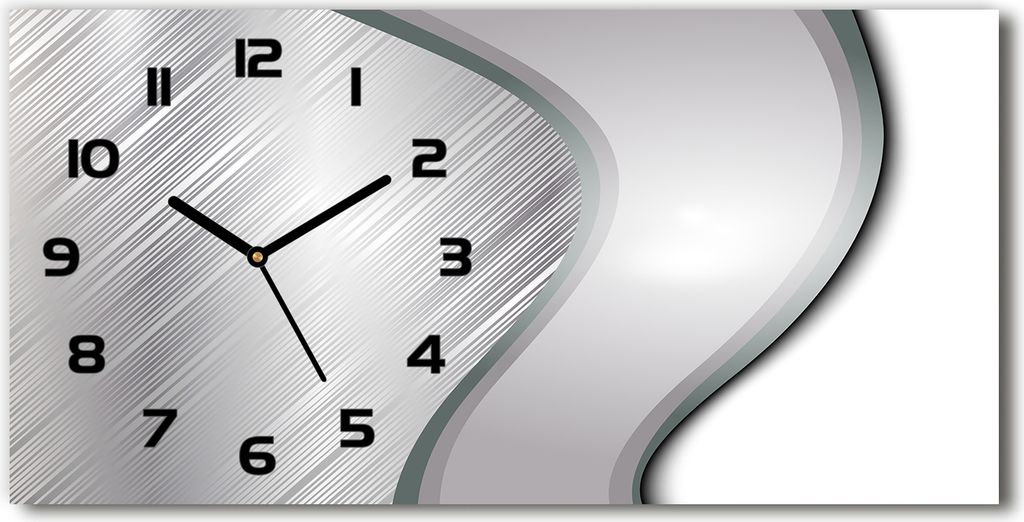 Wanduhr aus Glas – 60x30 cm - Glasbild - Glasuhr - Gehärtetes Glas - schwarze-zeiger - Metallisch motiv