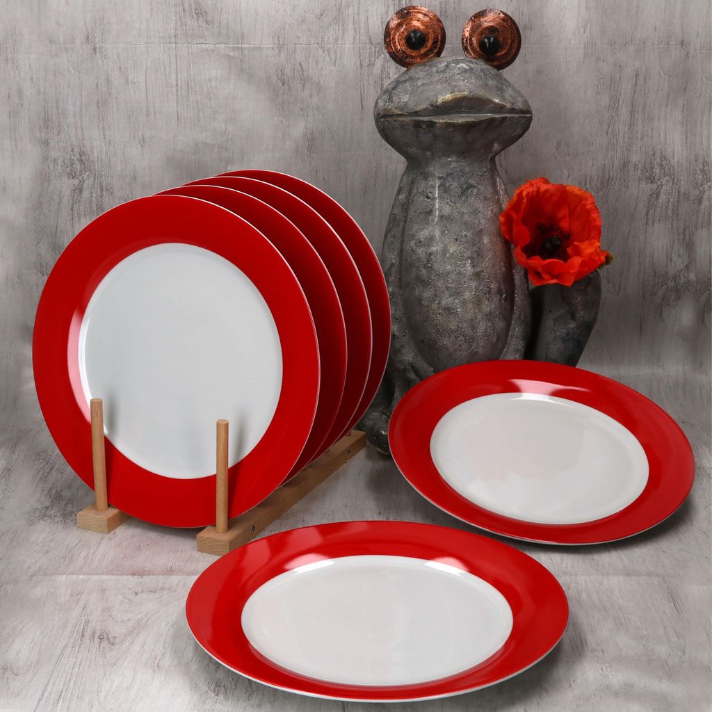 6er Set Variant Rot Speiseteller Ø27cm bunte große