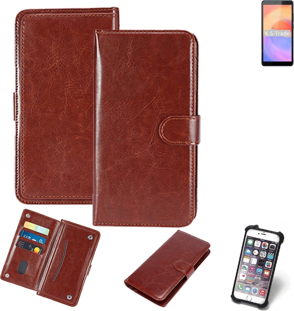 K-S-Trade 360° Hülle kompatibel mit ZTE Blade A31 Plus braun Kunstleder Case BookCase WalletCase Kunstlederederhülle Handyhülle, Rundumschutz