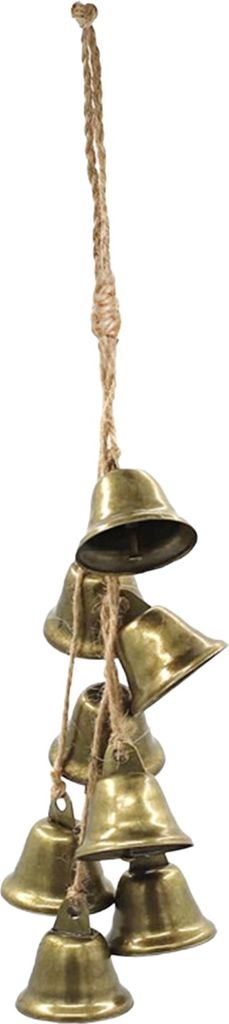 Weihnachtsglocken-Anhänger, rustikales Metall, zum Aufhängen, dekorative Glocke mit Juteseil, Vintage-Windspiele, Wandbehang für Heimdekoration, B