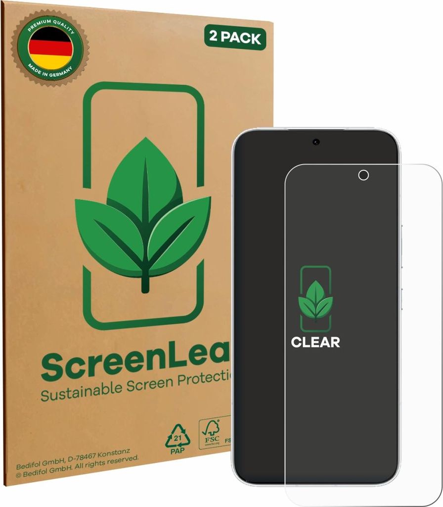 2x ScreenLeaf Schutzfolie für Honor 500 nachhaltiger Displayschutz Display Schutz Folie Klar Transparent