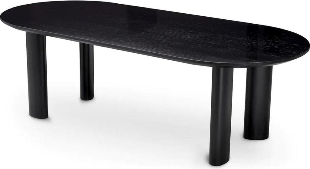 Casa Padrino Luxus Esstisch Schwarz 244 x 109,5 x H. 77 cm - Ovaler Massivholz Küchentisch - Esszimmer Möbel - Küchen Möbel - Luxus Möbel - Lu...
