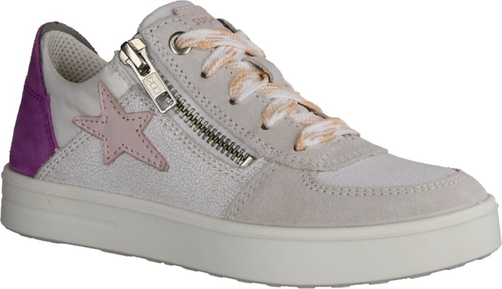 Superfit Stella 0008029010 Mädchen Sneaker, Schnürschuhe, Leder, Mehrfarbig - Kinderschuhe Teens Mädchen Gr. 25 - 42, Weiß, leder/textil (velou...
