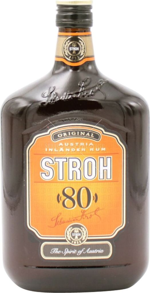 A bottle of Stroh Original Austria Inländer-Rum.