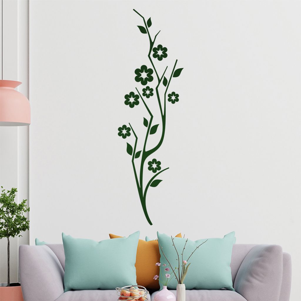 Blumen - Blüten - Pflanze Wandtattoo in 6 Größen - Wandaufkleber Wall Sticker - Dekoration, Küche, Wohnzimmer, Schlafzimmer, Badezimmer