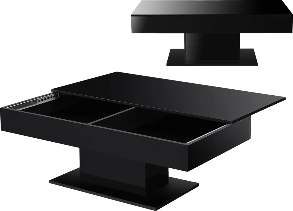 Grande table basse de salon noire 110 cm idéale pour ranger vos revues