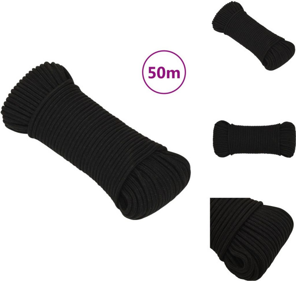 vidaXL Arbeitsseil Schwarz 5 mm 50 m Polyester - Seile