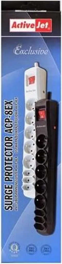 Multiprise 8 prises 5m Activejet APN-8G/5M-GR grise avec protection PC