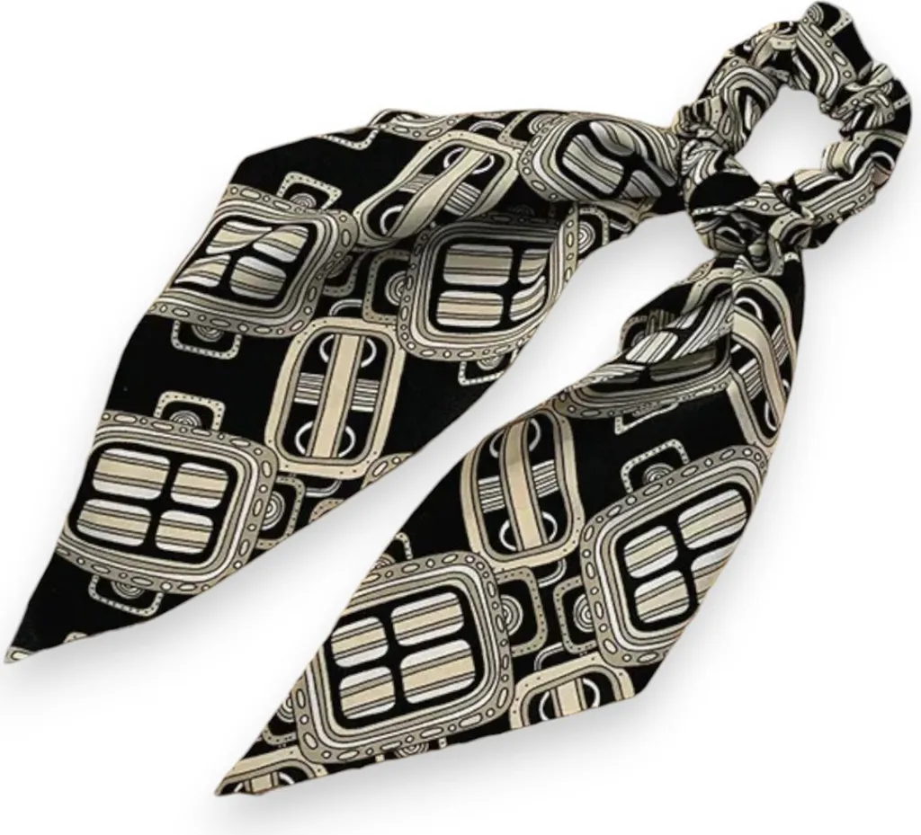 Sciarpa lunga in raso con stampa chevron - beige moderno